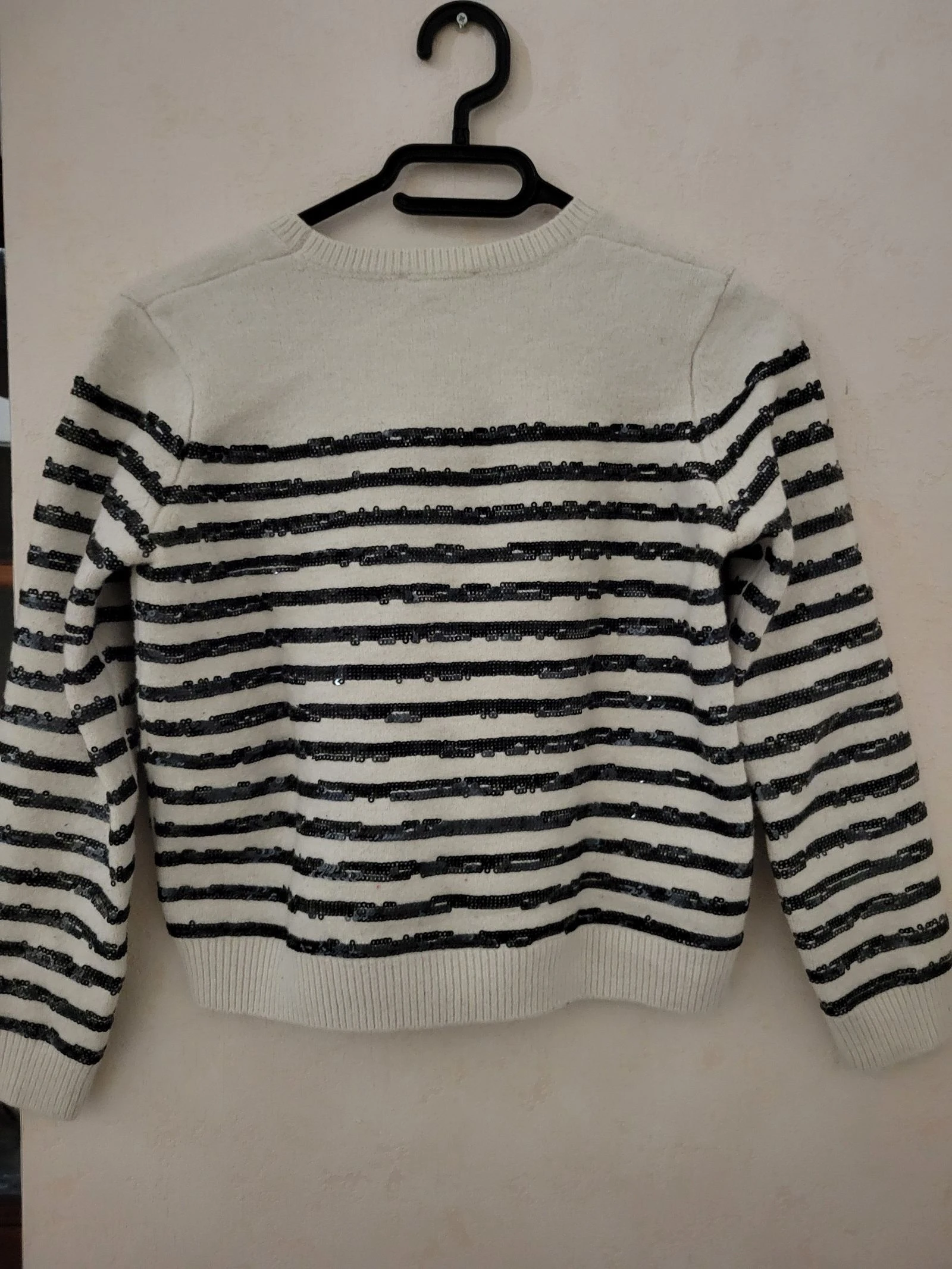 Blusa Marinière com Lantejoulas Maje – Bege e Preto – Tamanho 1 (S) – photo 2